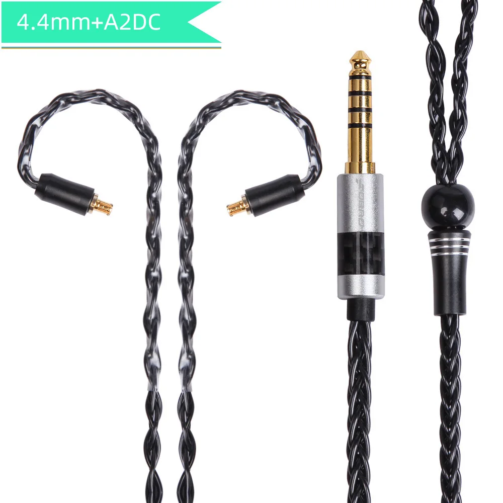 A2DC 4.4 Black FDBRO MMCX Серебристые наушники кабель 8 Core с серебряным покрытием обновления кабель углеродного волокна 2Pin 2,5/3,5/4,4 сбалансированный кабель для SE846 SE535 - Цвет: A2DC 4.4 Black