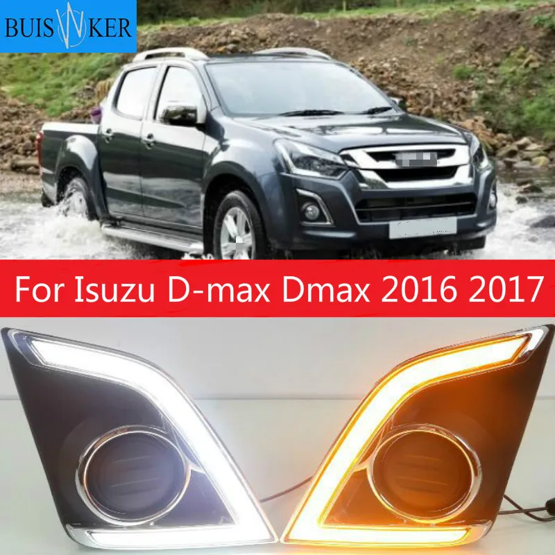 1Pair DRL For Isuzu D-max Dmax 2016 2017 LED Daytime Running Lights LED Front Bumper Fog Lamp Case Driving light
