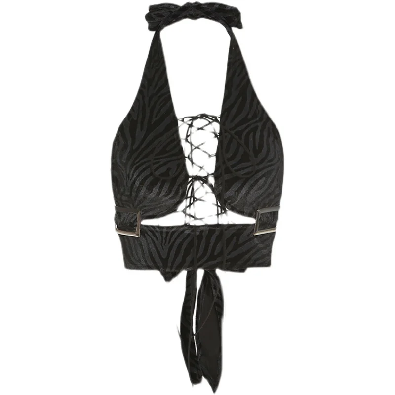 

New Bar DS Costumes DJ Nightclub Sexy Halter Straps Tops Black Wrapped Chest Jazz Dance Costumes Pole Dance Clothing DN7527