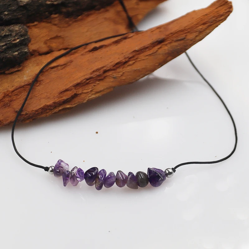 Плетеные ожерелья ручной работы из натурального камня веревочные Богемные