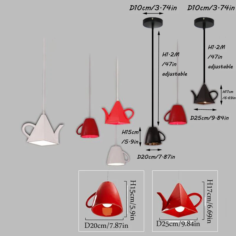 

Contemporary Teapot Cup Pendant Light Creative Drop Lighting Novelty Resin Hanging Pendant Lights Modern Decorative Pendant Lamp
