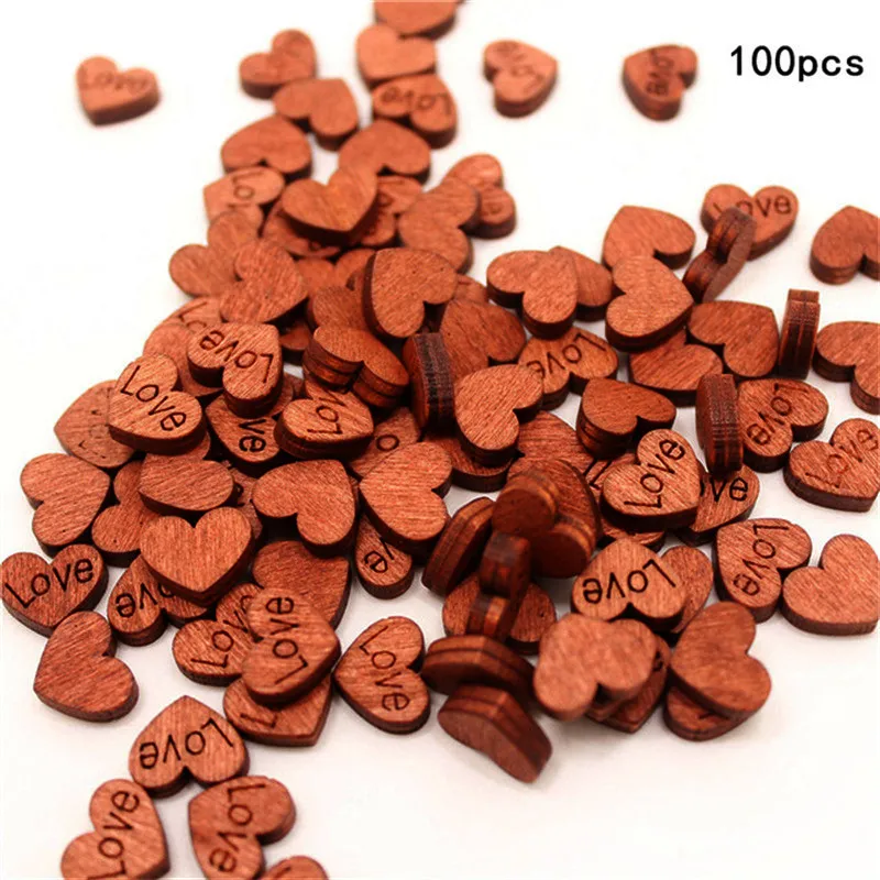 

100Pcs Hot Sale Redwood Version Love Heart-Shaped Button Chips Without Buttonhole Cloth Decorative DIY Crafts Wedding Decoration