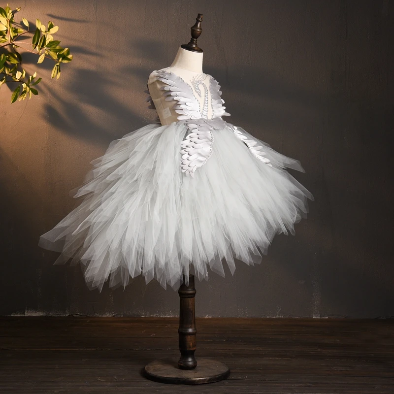 2020 платье пачка из тюля с лебедем и кристаллами для девочек Платье головной