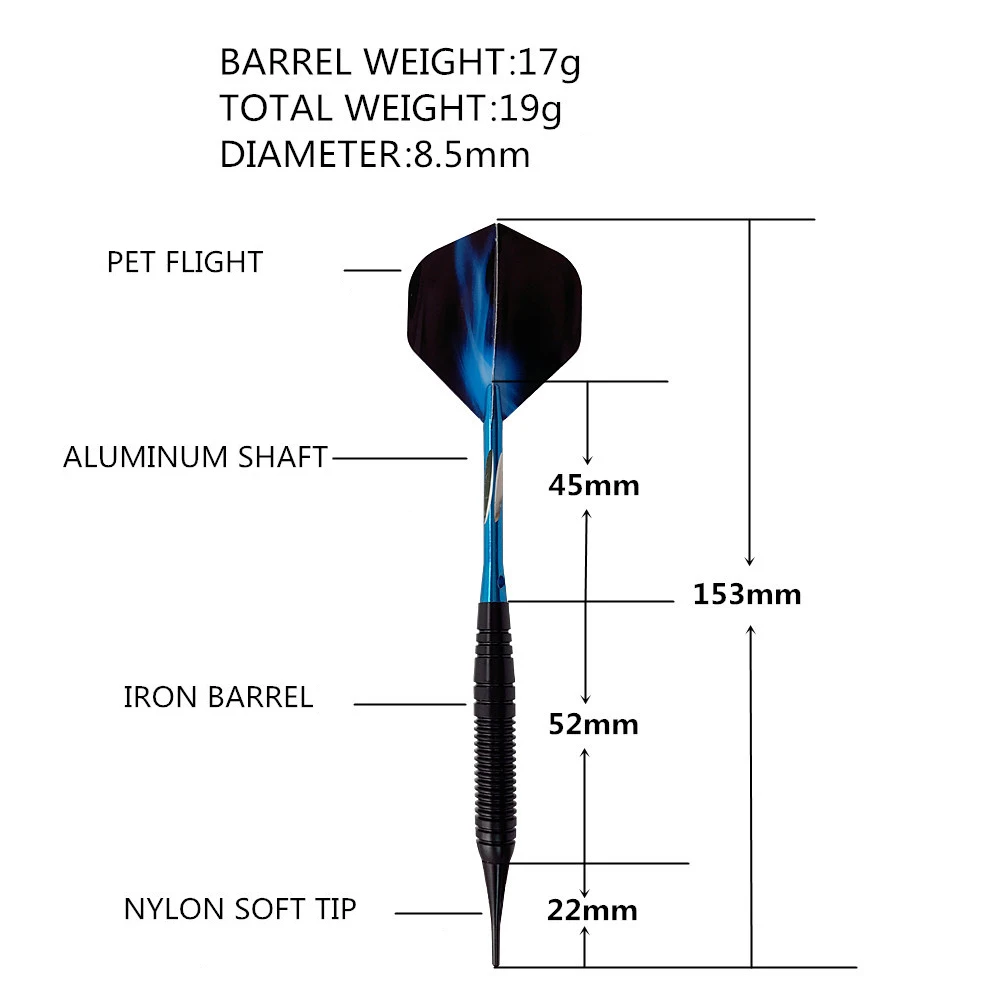 Профессиональный Безопасный электронный Дротика 3 шт. 19 г набор мягкий