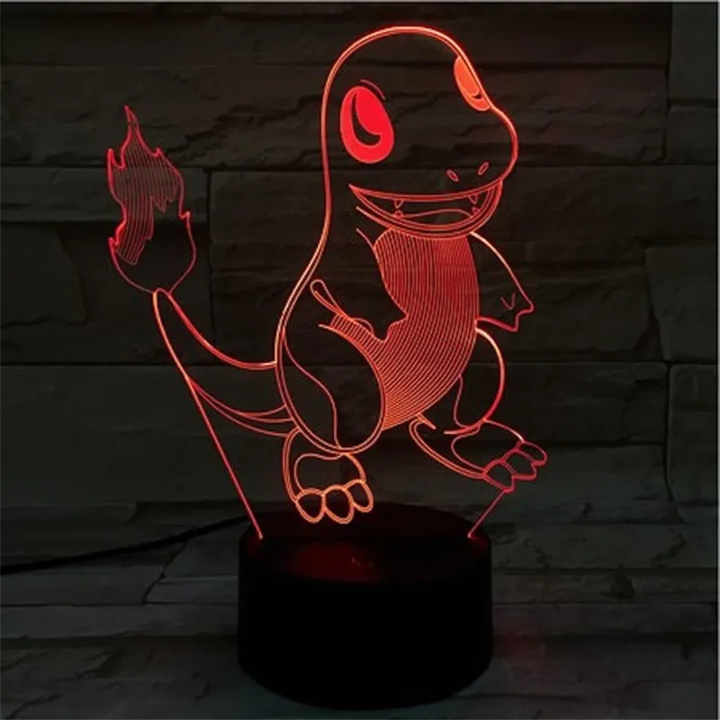 Takara Tomy Pokemon Charmander Game Figure Children LED Night Light Animal Light Touch Sensor 3D Acrylic Table Lamp Kids Gifts