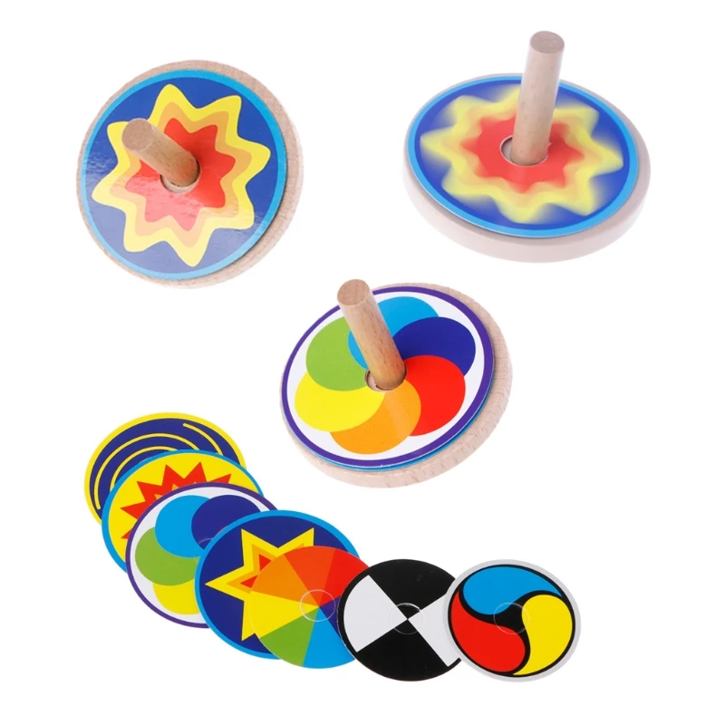 

Vintage Kids Toy Solid Wood Spinning Top Gyroscope Classic Game Paper Cover H055