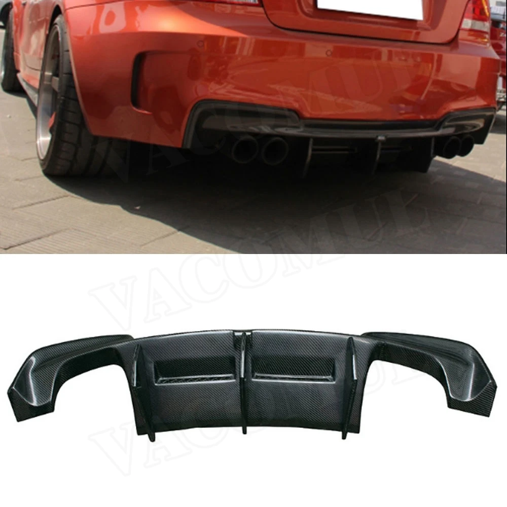 

For 1 Series Carbon Fiber Rear Lip Spoiler For BMW E82 1M Base Coupe 2 Door 2011 FRP Fins Shark Style Diffuser Bumper Guard