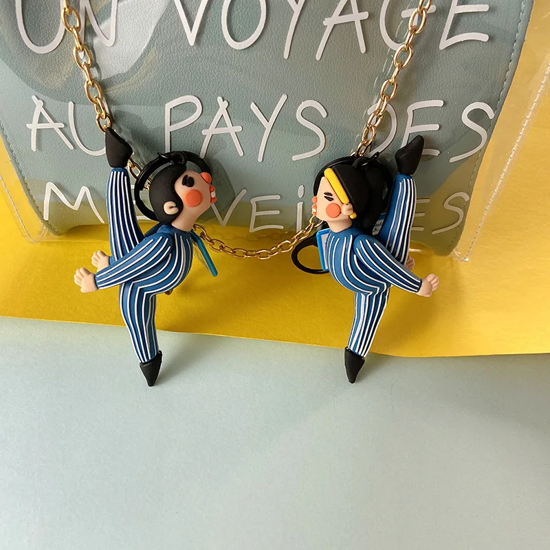 

Leather bag pendant Key Chain Personalized Custom Car Key Ring Small gift Creative Birthday Gifts Ballet doll gift car key