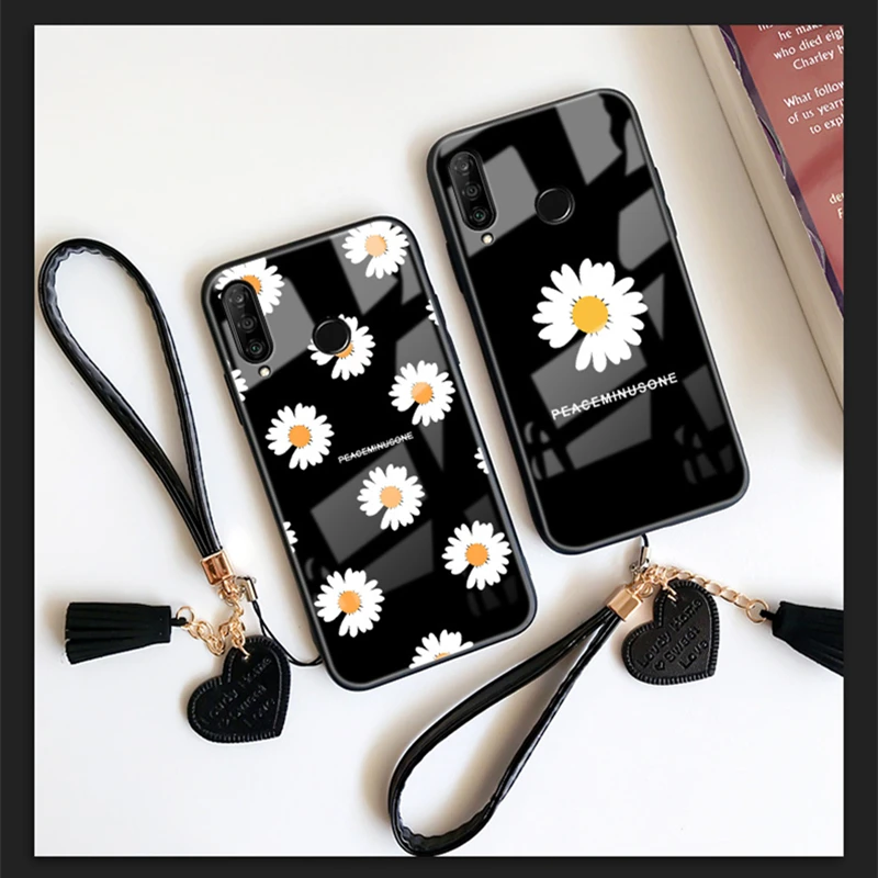 

For OPPO A12 A12E A52 A72 A92 A9 A5 2020 Case Peaceminusone Daisy Hard Glass Cover For OPPO A31 A5S A3S F11 Pro f7 F9 Give Strap