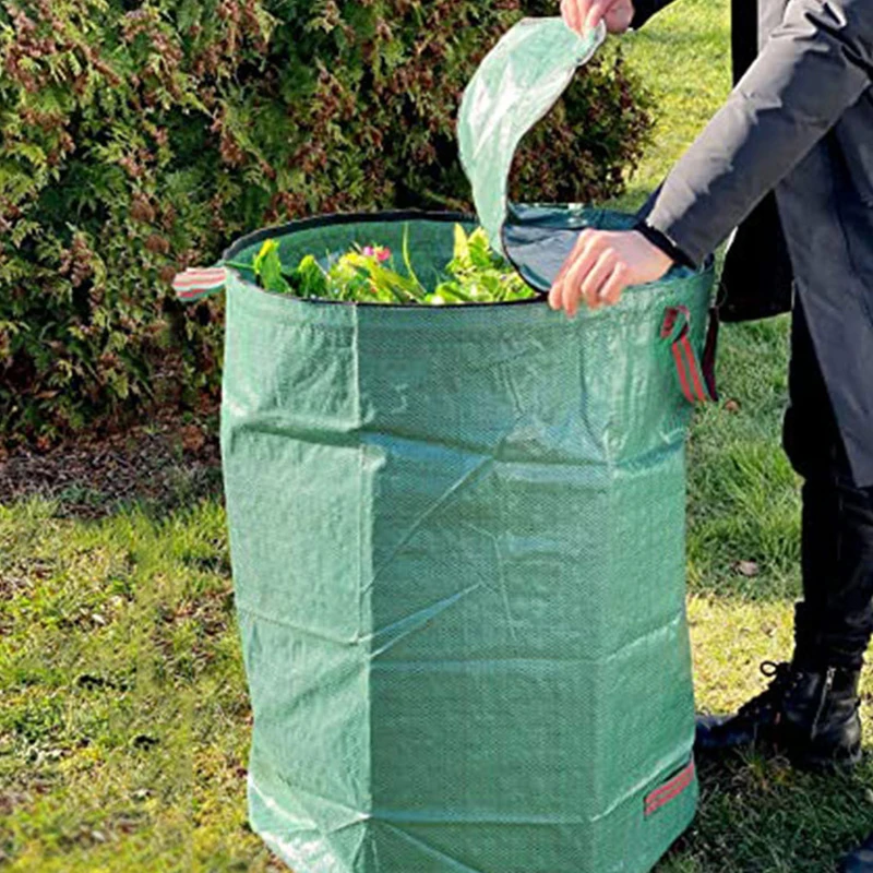 

270L Large Capacity Garden Bag Reusable Leaf Sack Trash Can Foldable
