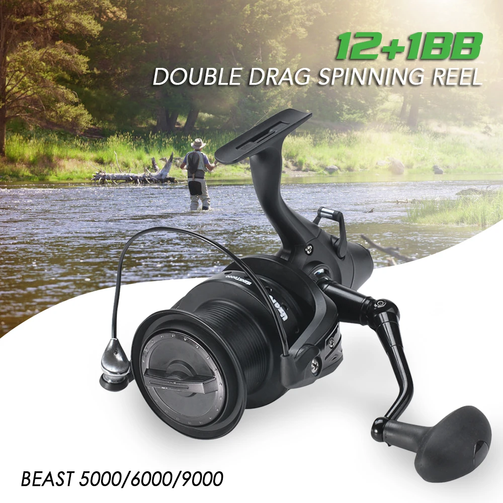 

12+1 BB Spinning Reel with Front and Rear Double Drag Carp Fishing Reel Left Right Interchangeable for Saltwater Freshwater