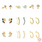 Серьги-гвоздики женские из серебра 925 пробы с радужным цирконием