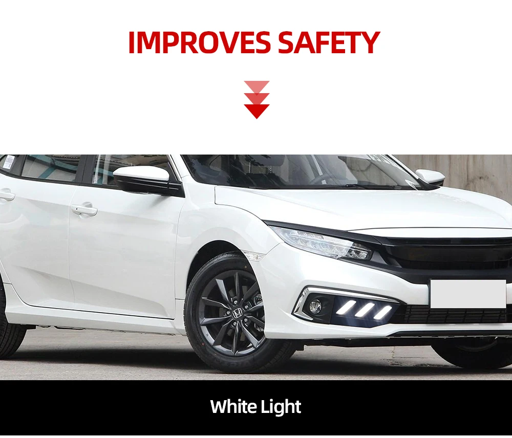Автомобильный мигающий 1 пара светодиодный DRL для Honda Civic sedan с движущимся сигналом светодиодный противотуманный фонарь крышка дневной ходовой светильник