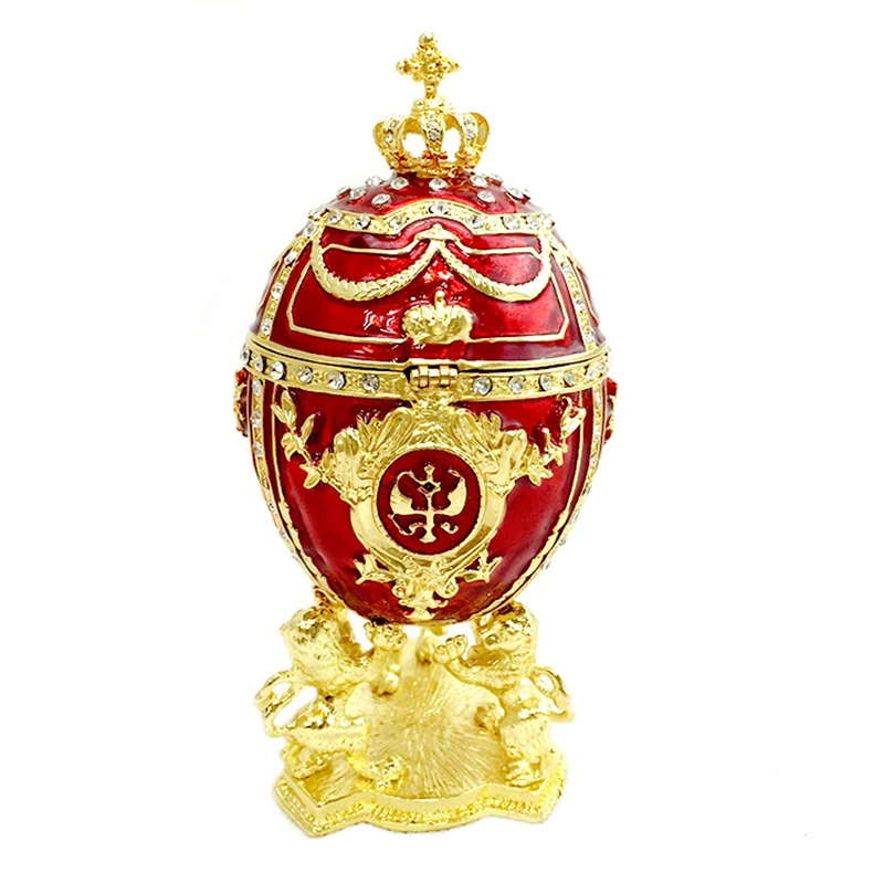 

Luxury Russian European Royal Large Enamel Ware Easter Egg Jewelry Storage Box Delicate Handicraft Article for Home Decoration