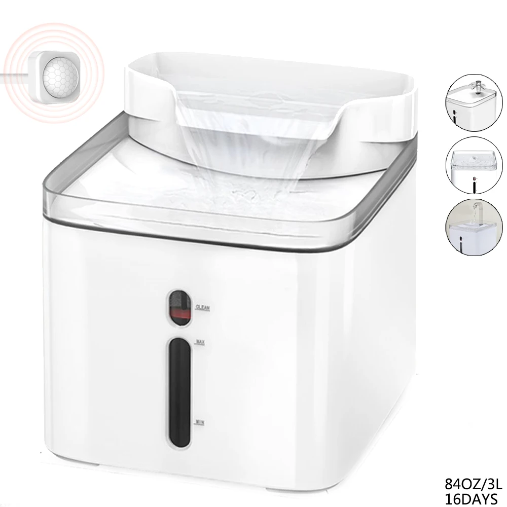

3L Automatic Pet Cat Drinking Water Fountain Dispenser Drinker Source Bowl Feeder Cats Dogs Filter Quiet With Sensor CY0006