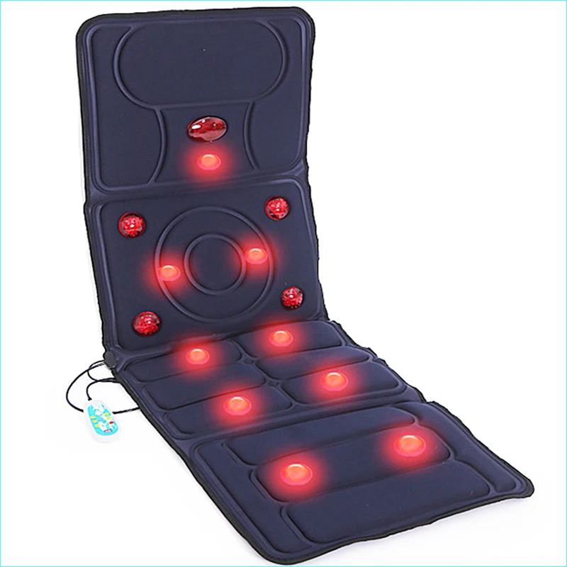 9 Vibration Motor Collapsible Fullbody Massager Far-infrared Heating Massage Cushion Reduce back fatigue Vibrating Back Mattress