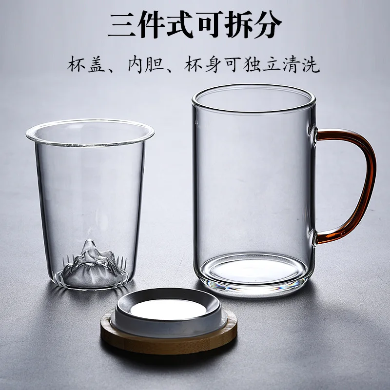 Стеклянная чайная кружка в китайском стиле с крышкой и фильтром кофейные чашки