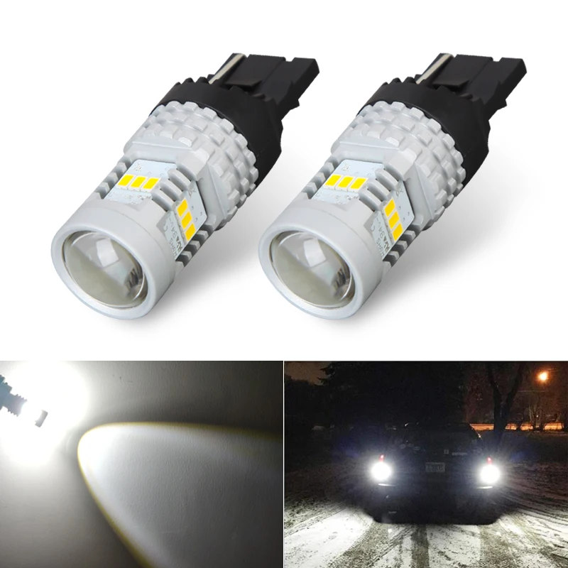 

2 шт. 7440 лм T20 W21W WY21W 3020 светодиодная сигнальная лампа Чип Белый свет заднего хода для дневных ходосветильник огней DRL лампа 12 В Авто белый