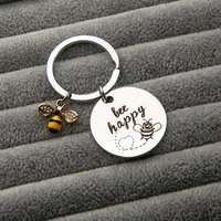 honey bee keychain bee happy lovely birthday keyring keychain inspirational keychain bee jewelry motivational gift