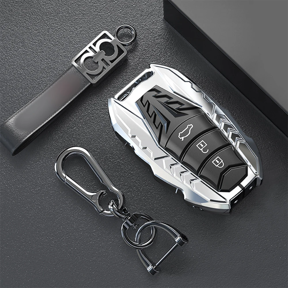 

New Zinc Alloy Car Remote Key Case Cover Fob Holder Bag For 2019 Toyota Corolla Camry Avalon Prius Hatchback CHR Car Accessories