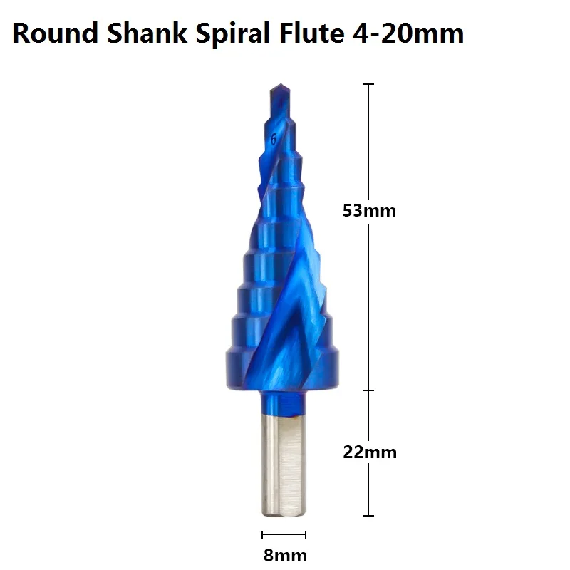 Round Spiral 4-20 XCAN 1 шт. 3-12/4-12/4-20/4-32 ступенчатое сверло из быстрорежущей стали с голубым покрытием для сверления дерева/металла - Цвет: Round Spiral 4-20