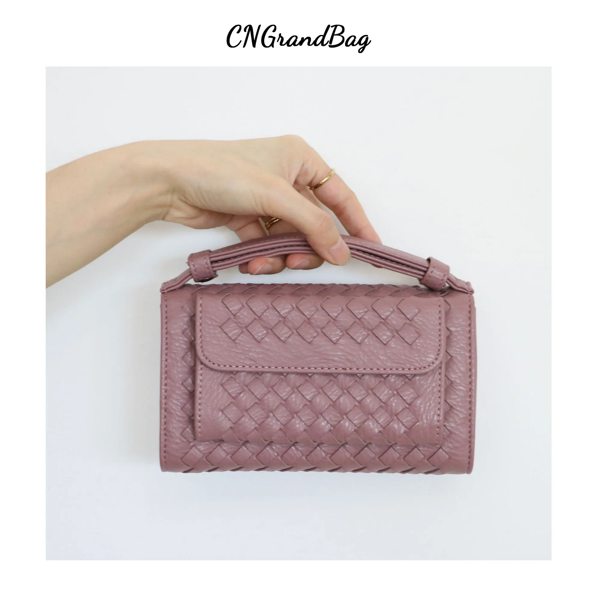Fashion Women Wallet Purse PU Weave Bag Small Shoulder Ladies Phone Pouch Mini Chain Clutch for Iphone |