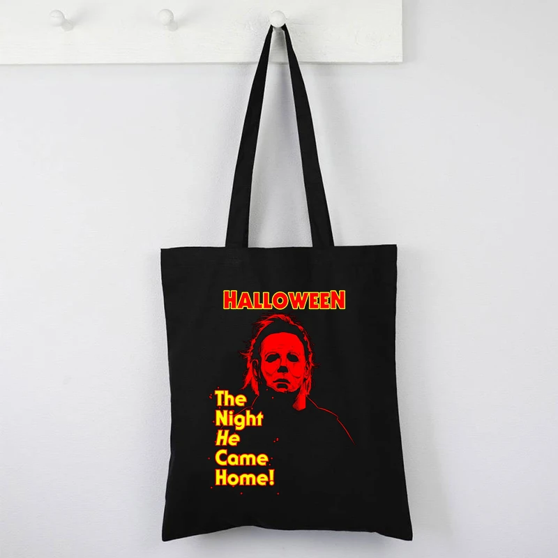 

Счастливого Хэллоуина с тыквой, Холщовая Сумка, женская, из фильма «ужасы», «ведьма отряд», милые сумки, повседневная многоразовая сумка, ми...