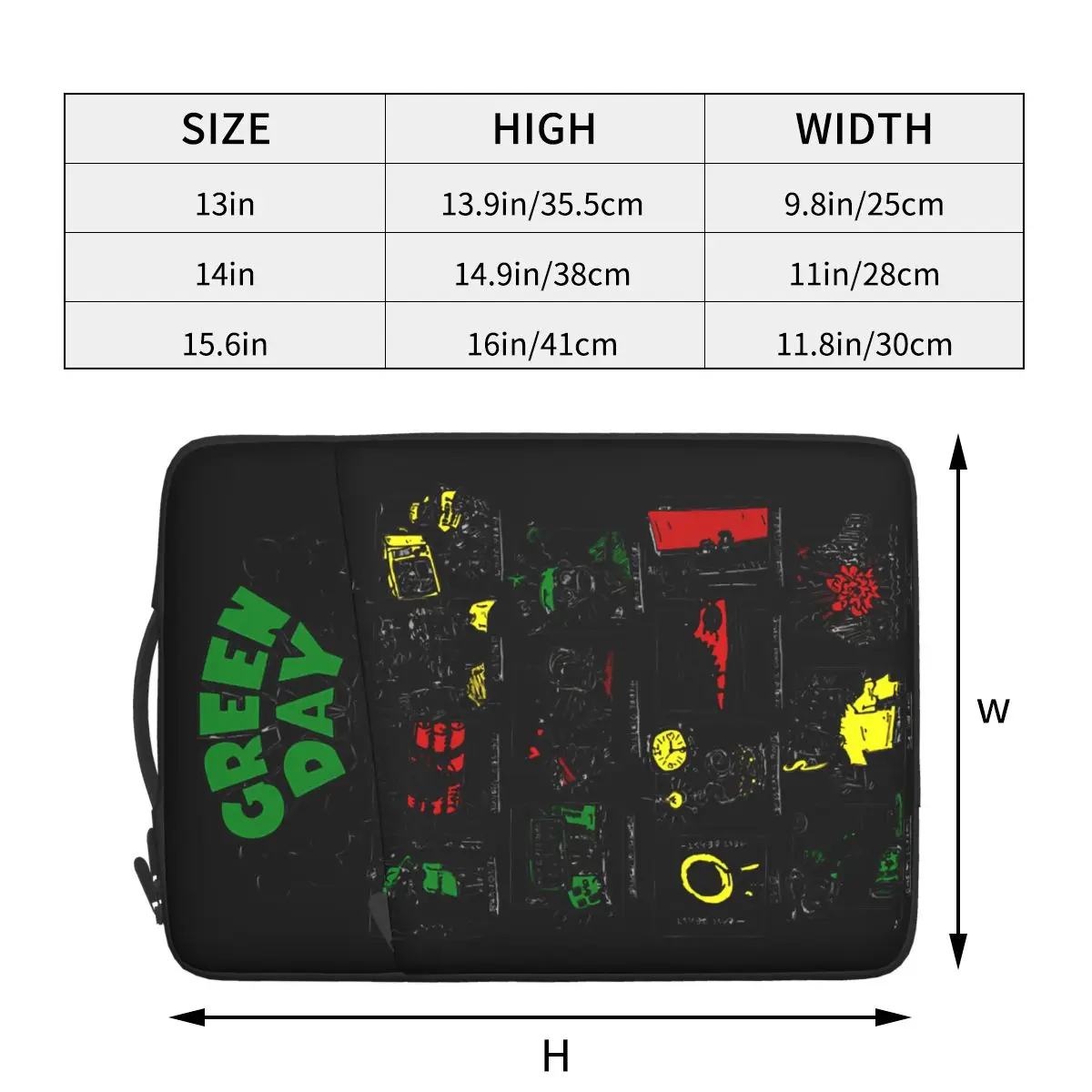 

Green Day 'Waterproof laptop bag 13 14 15 inch. Laptop bag protective cover for briefcase.