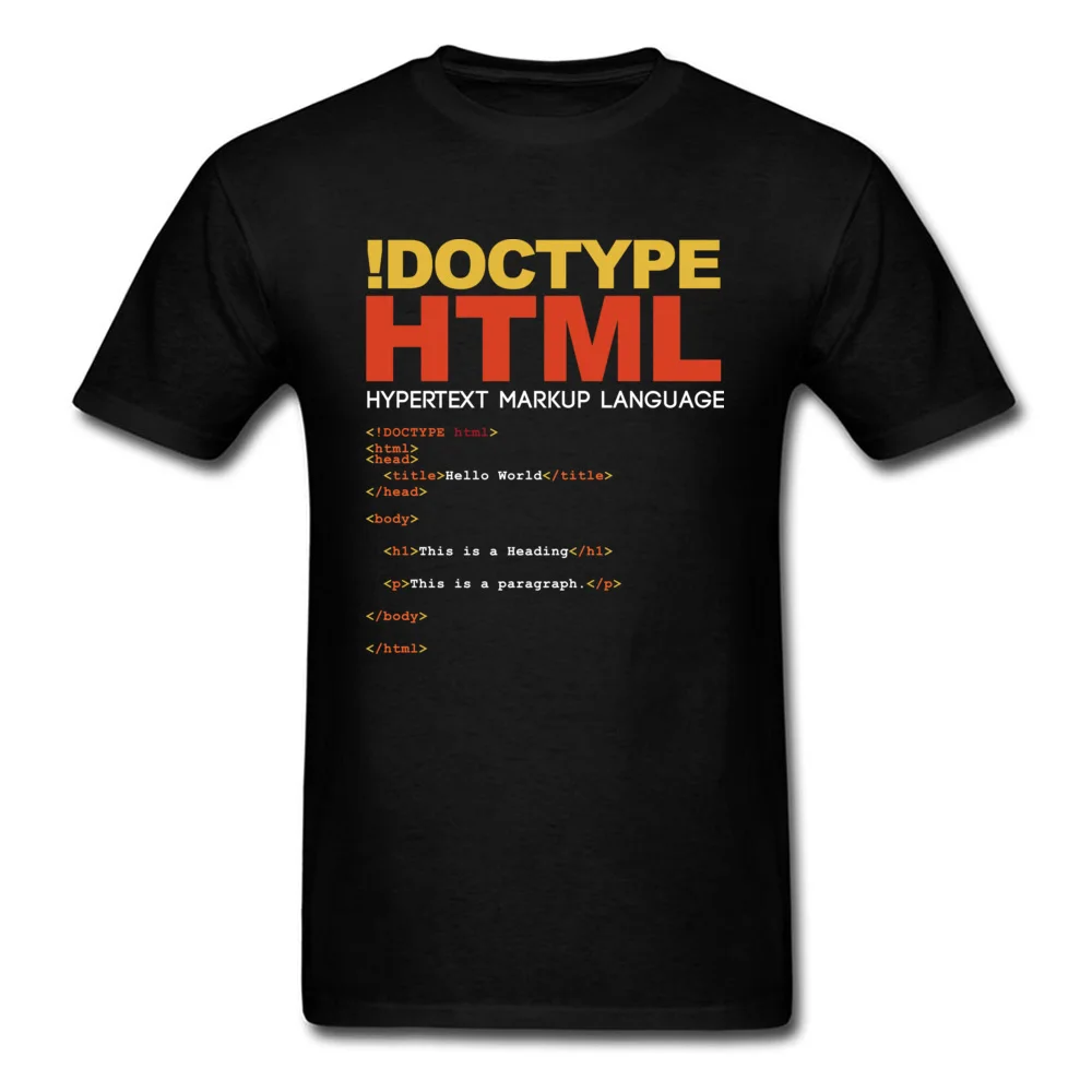 Мужская футболка Geek HTML Прямая поставка Забавные топы! Doctype футболки с надписями