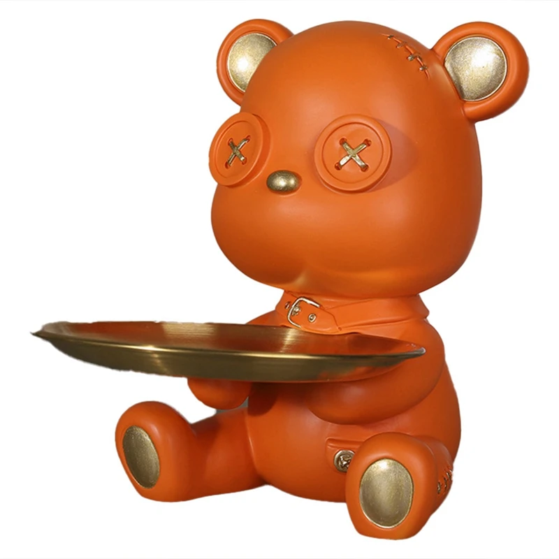 

Nordic Bear Tray Decoration Porch Key Storage Decoration Living Room TV Series Home Decoration Resin Crafts Decoration