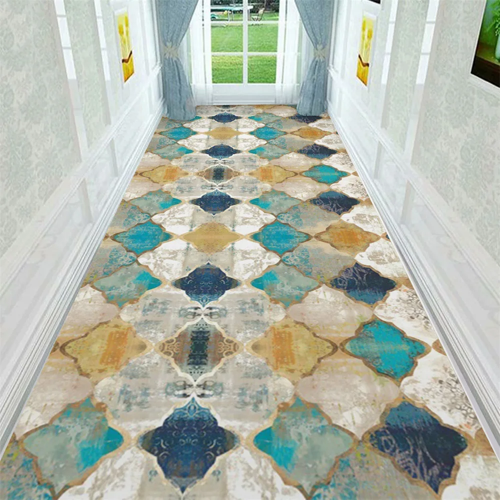 Коврик напольный в марокканском стиле с принтом плюшевый нескользящий для