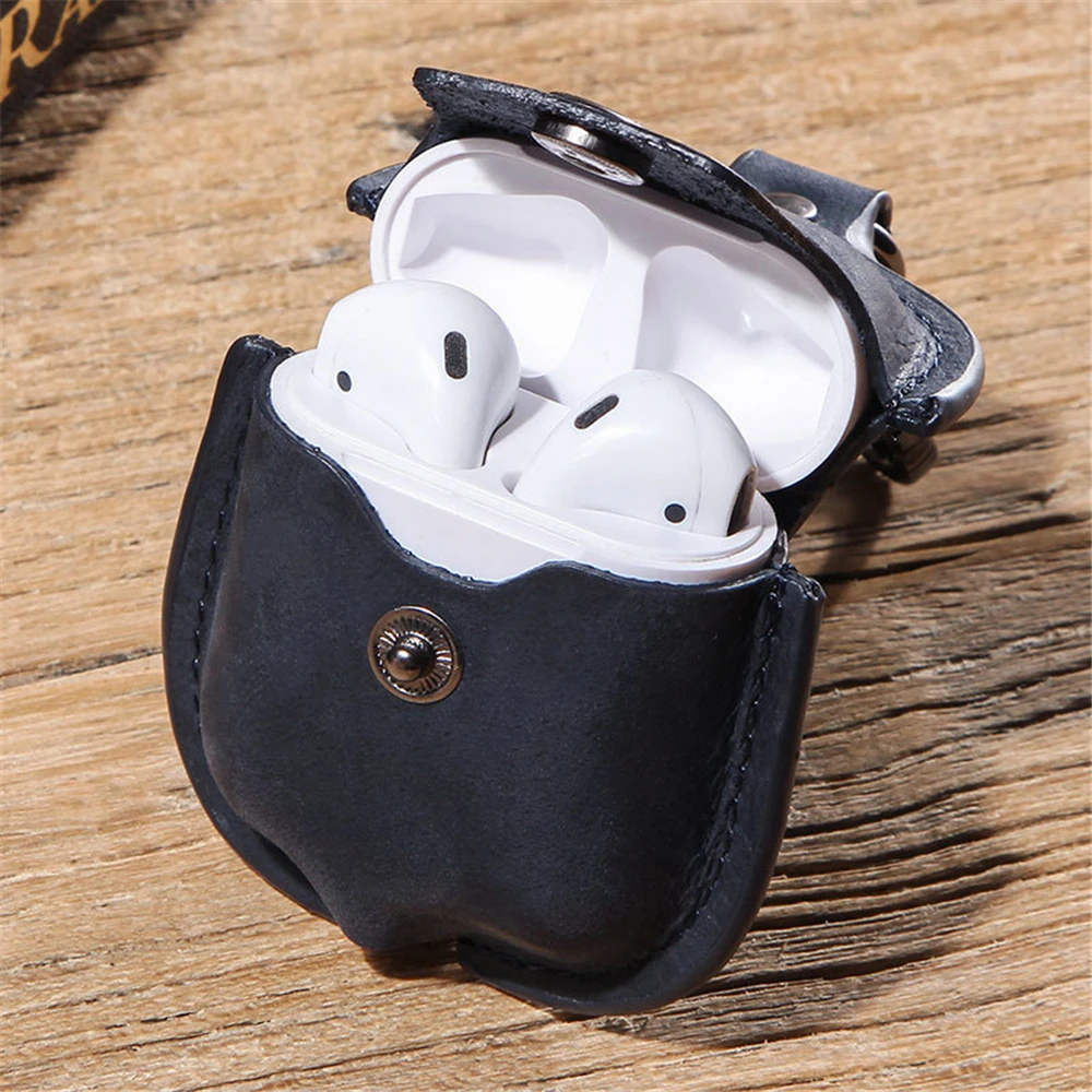 Роскошный Ретро чехол из натуральной кожи для AirPods 1 2 противоударный красивый