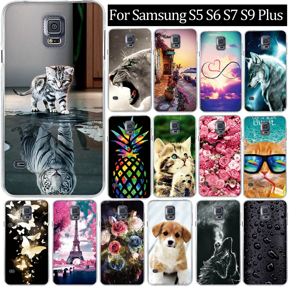 Мягкий чехол из ТПУ для Samsung Galaxy S5 S6 S7 S9 Plus силиконовый чехлы с объемным