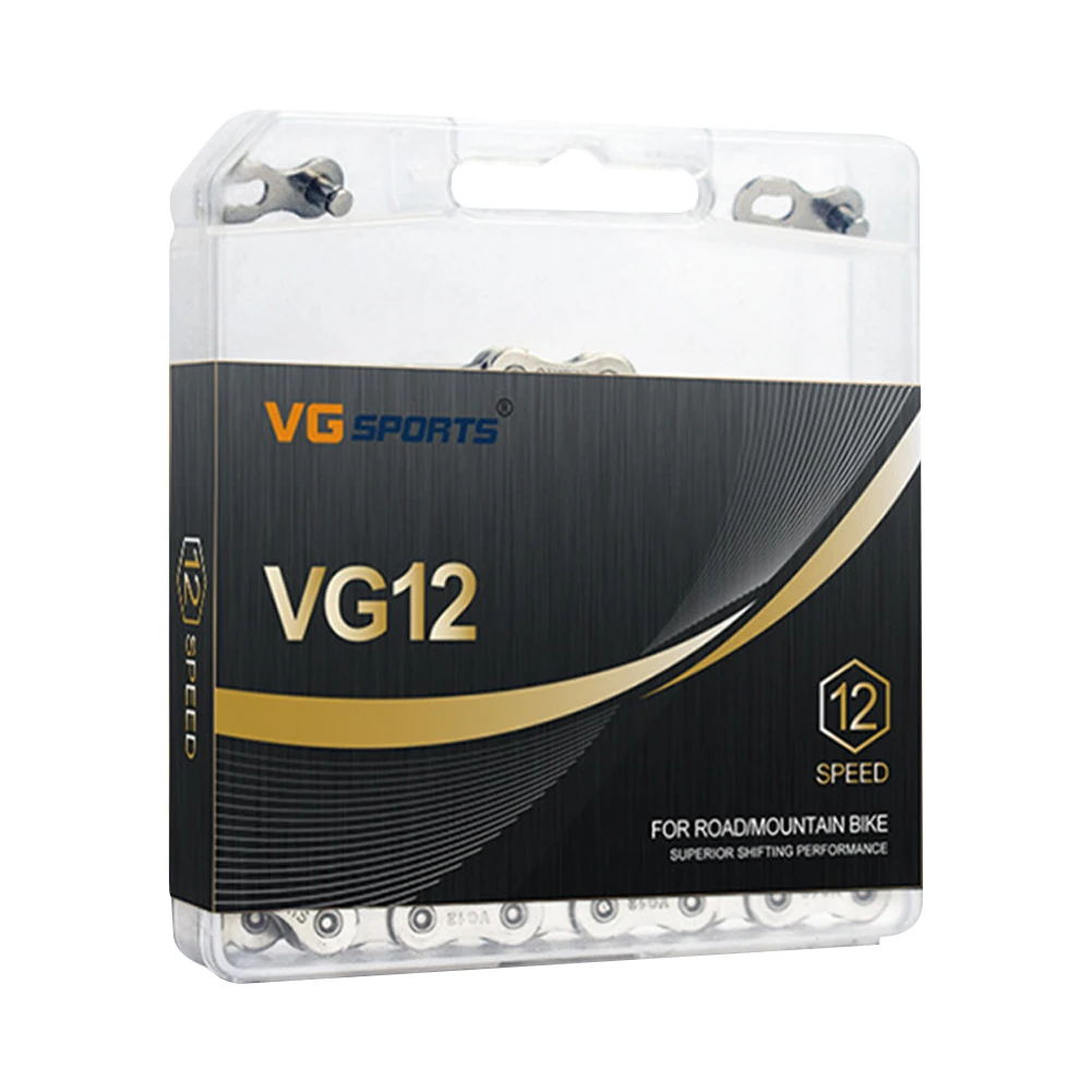 

VG Sports Bicycle Chain 12 Speed 126 Links MTB Road Bike Half Hollow Chain 3 Colors Available
