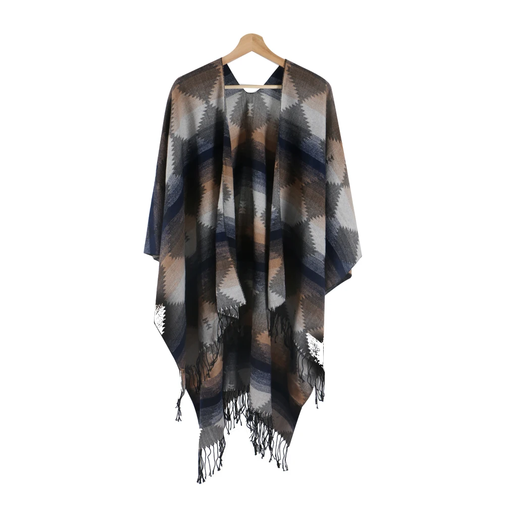 Новая зимняя женская модная шаль одеяло накидка теплая вязаная клетчатый шарф