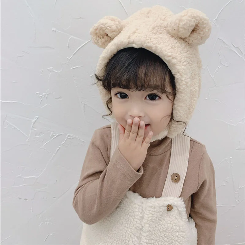 

Autumn Winter Warm Children's Woollen Cap Baby Hat Long Rabbit Ear Cap Knitted Hat Boys Girls Bunny Kids Plush Velvet Wool Cap