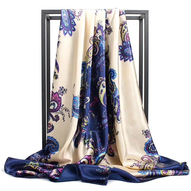 Новинка брендовый женский шелковый шарф в стиле ретро бандана 90*90 см богемная