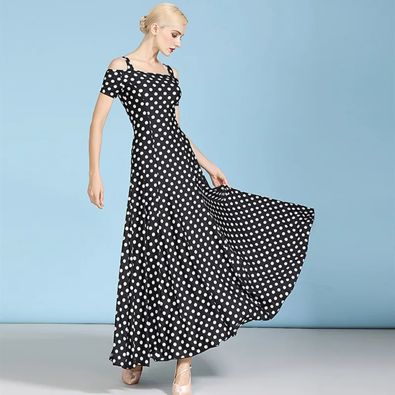 Платье в горошек для бальных танцев женское платье вальса танцевальная одежда с