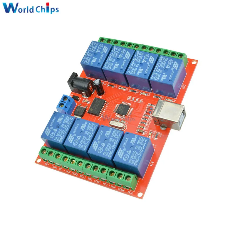 8 канальный DC 12V релейный модуль компьютера USB переключатель управления драйвер
