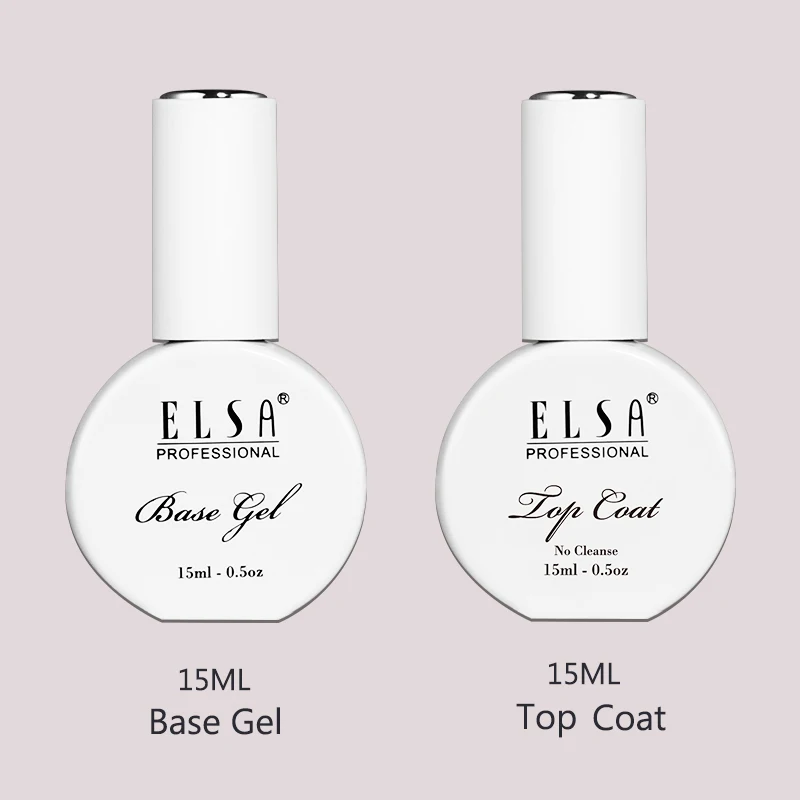 

ELSA 15ml Nail Base and Top Coat UV LED Soak Off Top and Base Nail Gel Long Lasting Nail Polish Lak Varnish Primer Manicure Gel