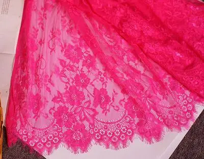 Rose 3 м/лот классический дизайн нейлоновое платье ресницы кружевной отделкой мягкий черный белый красный розовый темно-синий французский двусторонний Шантильи кружевная ткань 70 см - Цвет: Rose