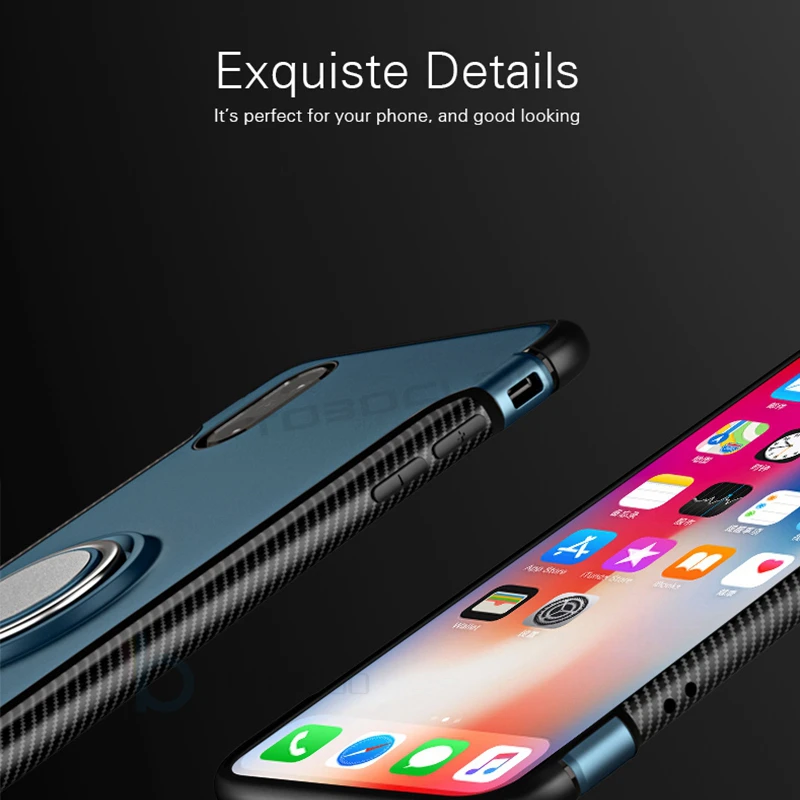 Магнитный чехол с кольцом для пальца iPhone 11 Pro Max X XR XS 7 8 Plus 6 6s 5 5S SE сверхпрочная