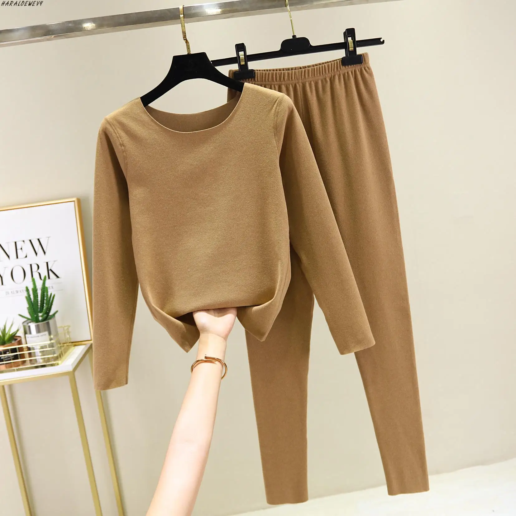 Knitted 2 pieces Set Tracksuits Women 2019 Autumn Winter Thick Warm O-neck Loose Sweater+Ankle-Length Pants Cashmere Suit | Женская