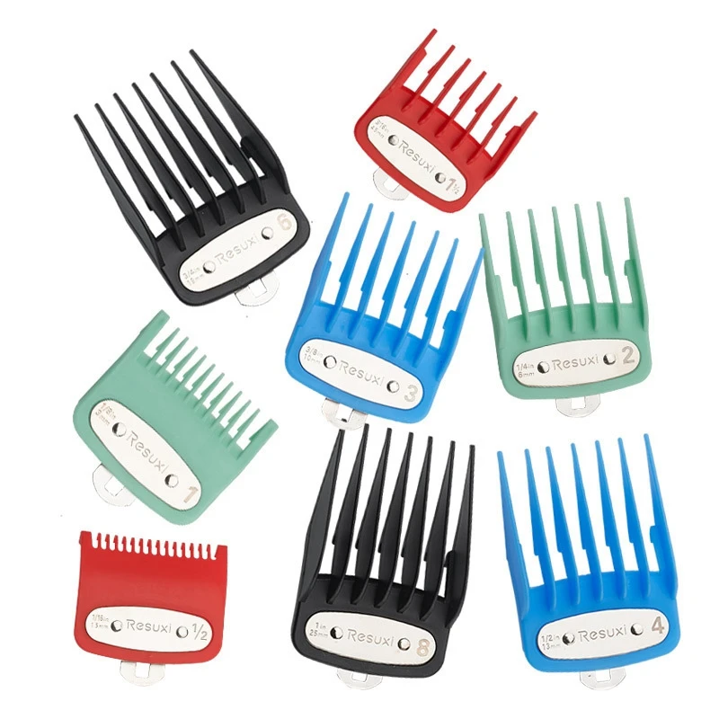 

RESUXI 8PCS Professional Hair Clipper Metal Clip Guides Limit Combs Guards Guide Comb Guards Tool Set for WAHL