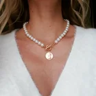 Женское винтажное ожерелье с подвеской в виде монеты
