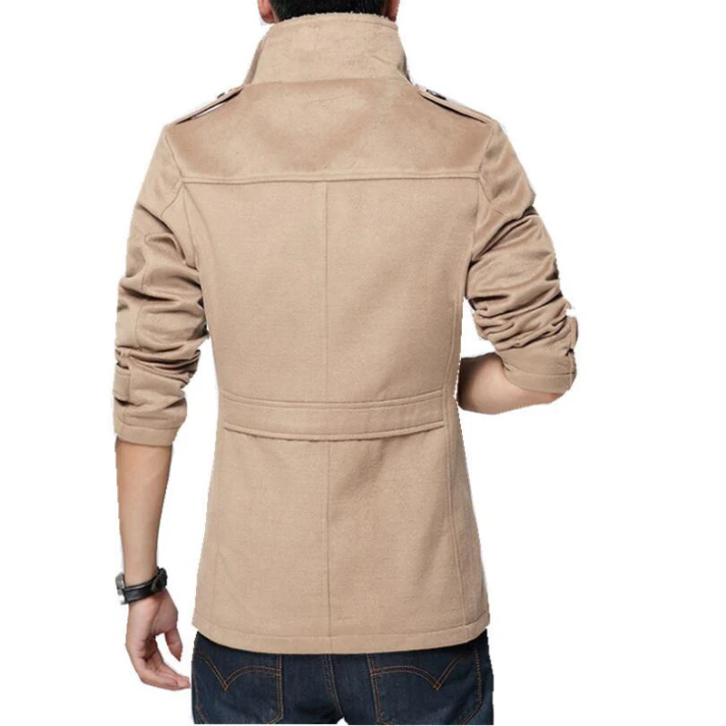 Зимняя одежда с длинными Шерстяное пальто Для мужчин s куртки и Slim Fit ветровка