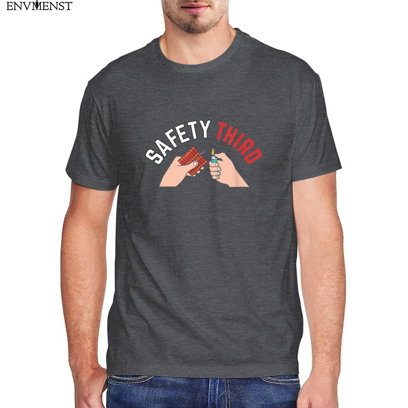 

Men's t shirt 4th of July Patriotic fireworks Safety Third Independence Celebration Men's Shirt Short Sleeve Funny Unisex Shirt