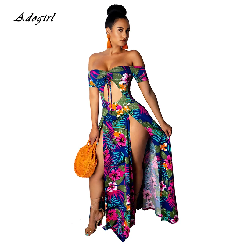 Женское богемное длинное платье с цветочным принтом сексуальное открытое