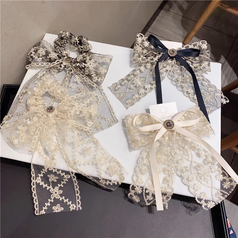 

New Lace Bow Hairpin with Streamers on The Back of The Head Girl Large Intestine Hair Ties for Women Fashion Hair Accessories