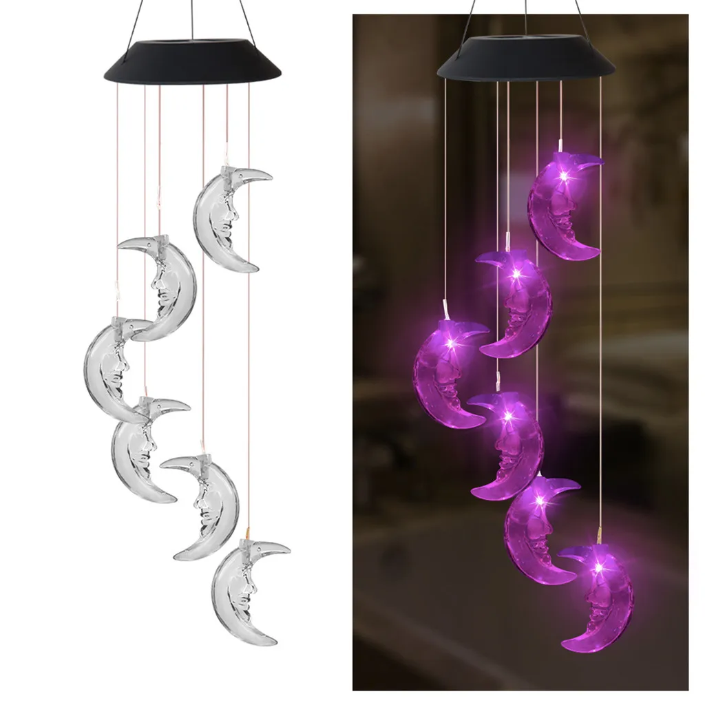 

LED solar charging color-changing wind chime lamp, colorful light atmosphere courtyard garden decoration 50N